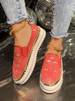 Rhinestone Embellished Platform Loafers