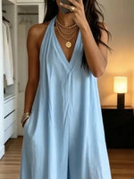 Full Size Halter Neck Wide-Leg Jumpsuit Plus Size