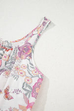 Multicolour Floral Tie Neck Sleeveless Mini Dress