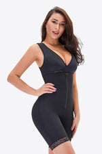 Full Size Lace Trim Shapewear with Zipper - Ladyez