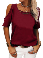 Full Size Crisscross Cold Shoulder Casual T-Shirt Plus Size - Ladyez