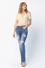 Judy Blue Full Size Mid Rise Destroy Straight Jeans Plus Size