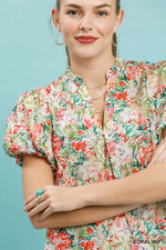 Umgee Floral Puff Sleeve Blouse