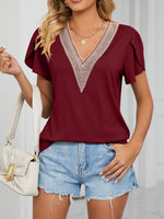 V-Neck Petal Sleeve Top