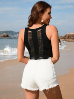 Cutout Round Neck Sleeveless Cover Up - Ladyez