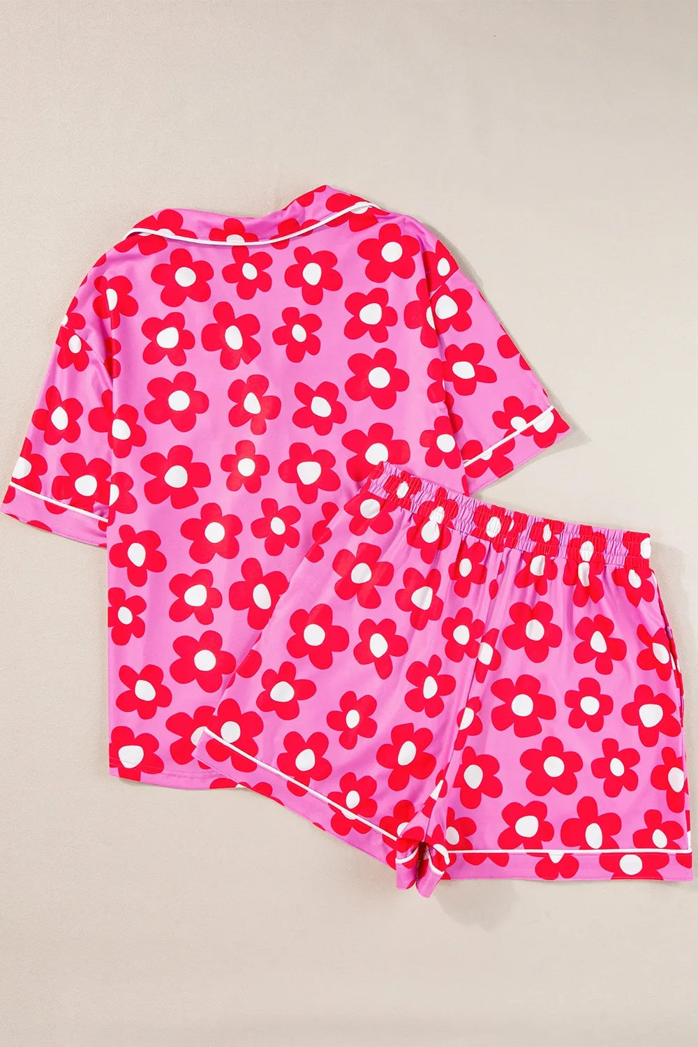 Pocketed Flower Half Sleeve Top and Shorts Lounge Set - Ladyez