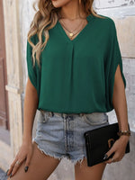 Notched Half Sleeve Top
