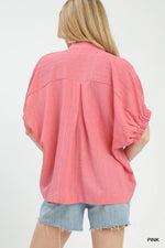 Umgee Textured V-Neck Blouse