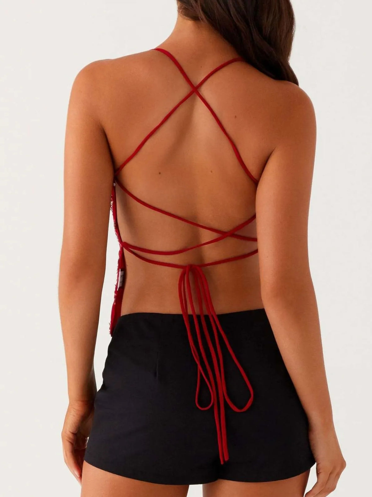 Crisscross Back V-Neck Cami - Ladyez