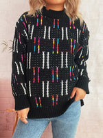 Colorful Round Neck Long Sleeve Sweater