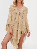 Fringe Openwork Knit Cover Up