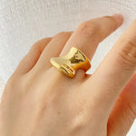 18K Gold-Plated Twisted Wave Statement Ring - Ladyez