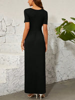 Surplice Short Sleeve Maxi Dress - Ladyez