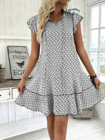 Full Size Ruffled Layered Printed Mini Dress Plus Size - Ladyez
