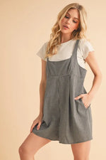 Aemi+Co Plaid Square Neck Romper - Ladyez