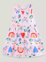 Children's Butterfly and Rainbow Print Sleeveless Dress
