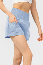 Elastic Waist Pocketed Active Shorts - Ladyez