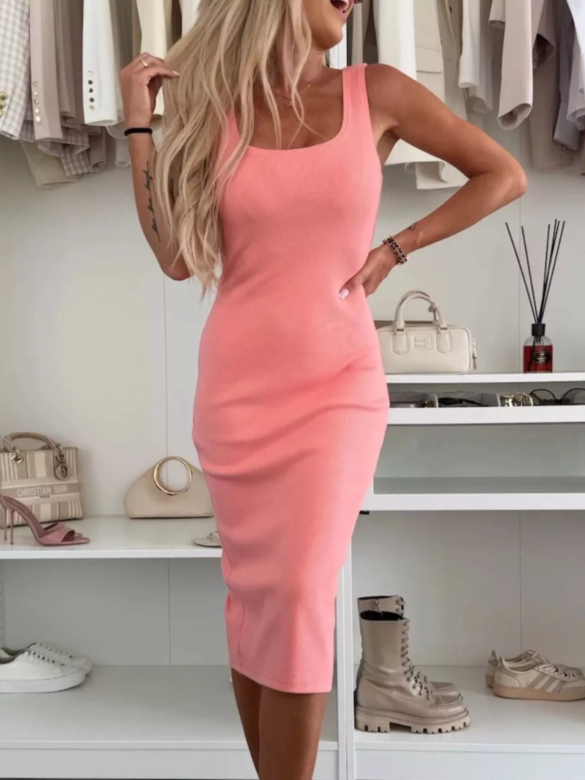 Full Size Slit Square Neck Dress and Outerwear Set Plus Size