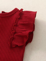 Children's Ribbed Ruffle Trim Bodysuit & Shorts Set