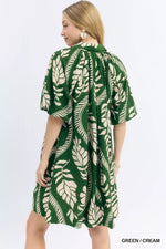 Umgee Leafy Ogee Print Mini Dress