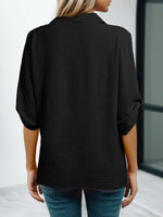 Johnny Collar Texture Blouse