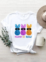 Rabbit Round Neck Short Sleeve T-Shirt