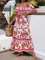 Off-Shoulder Floral Maxi Dress - Ladyez