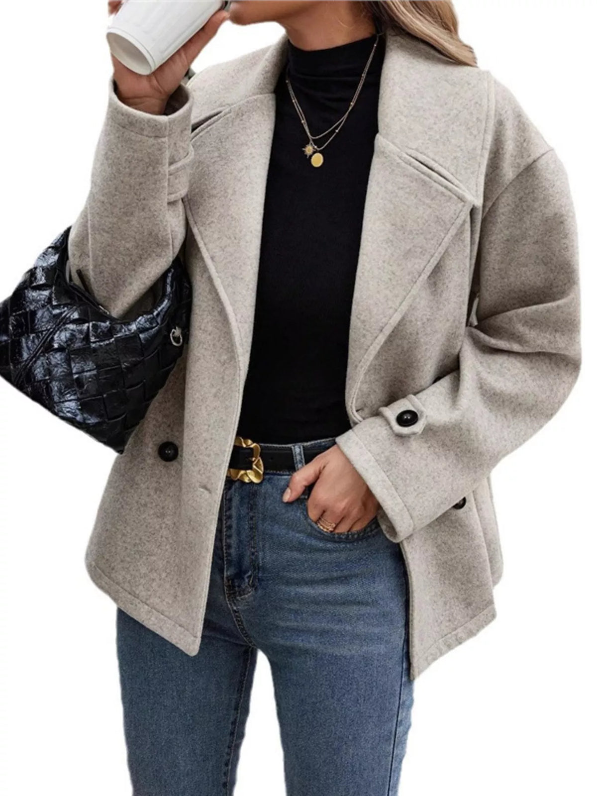 Double-Breasted Wool Blend Casual Jacket