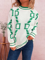 Contrast Round Neck Long Sleeve Sweater
