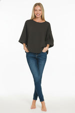 Zenana Double Knit Exposed Seam Curved Hem Top