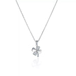 925 Sterling Silver Zircon Clover Pendant Necklace