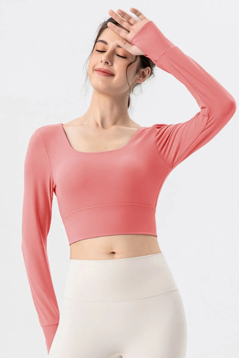 Square Neck Crisscross Active T-Shirt - Ladyez