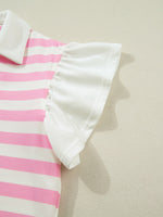 Striped Ruffled Sleeve Blouse