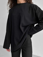 Round Neck Long Sleeve Oversized T-Shirt