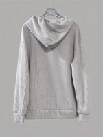 Button-Front Drawstring Hoodie