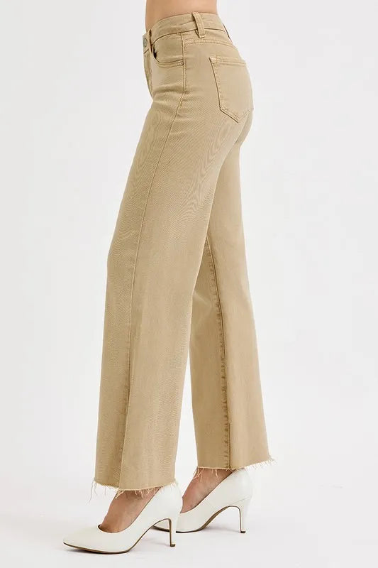RISEN Full Size Raw Hem Wide Leg Jeans Plus Size - Ladyez