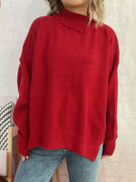 Slit Turtleneck Long Sleeve Sweater