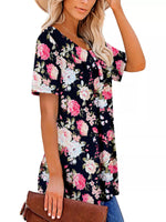 Plus Size Floral Print Short Sleeve T-Shirt