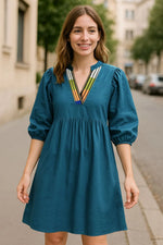 Loose Fit Puff Sleeve Mini Dress