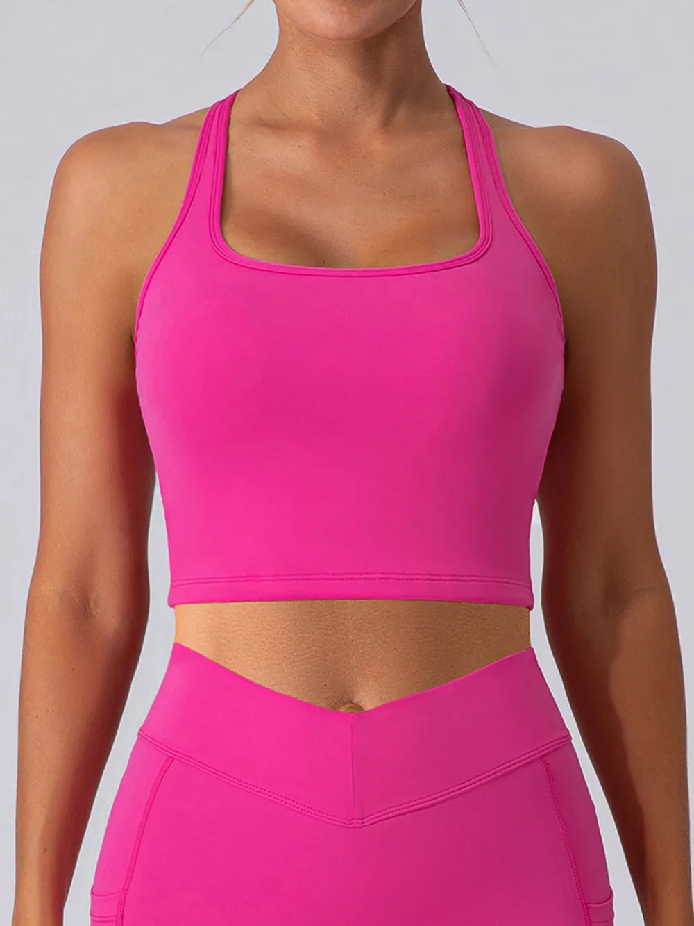 Square Neck Racerback Cropped Tank - Ladyez