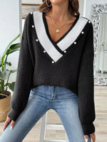 V-Neck Button-Decorated Sweater
