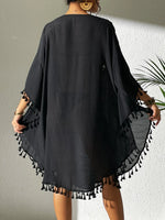 Tassel Cutout Scoop Neck Cover-Up Dress - Ladyez