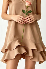 Full Size Sleeveless V-Neck Ruffle Hem Mini Dress Plus Size