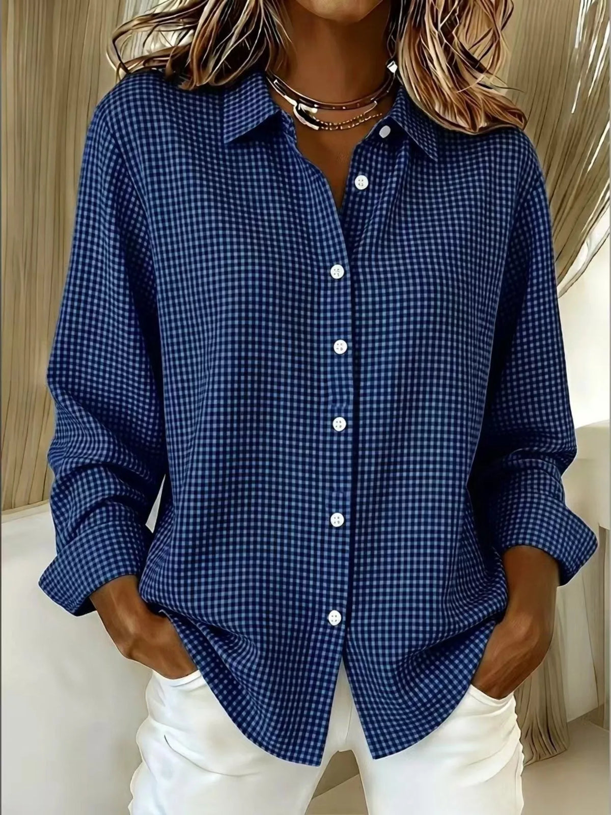 Full Size Plaid Button Up Long Sleeve Shirt Plus Size