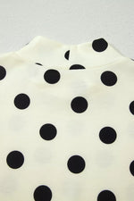 Polka Dot Print High Neck Dolman Top