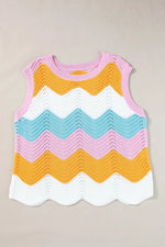 Round Neck Color Block Sweater Vest