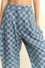 Jade By Jane Plus Size Pleated Checkered High Waist Barrel Pants - Ladyez