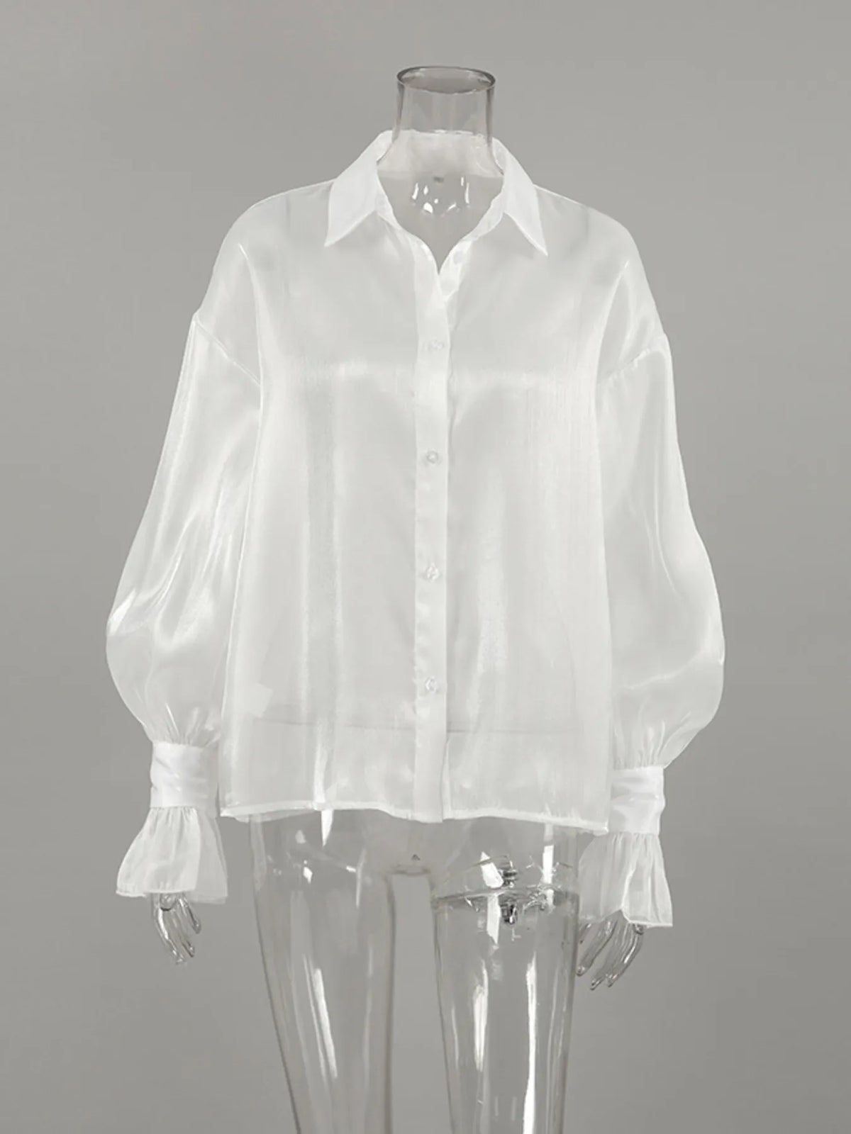 Button Up Flounce Sleeve Shirt