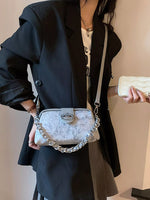 Embroidered Chain Crossbody Bag