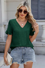 V-Neck Short Sleeve Blouse